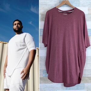 Oublier Axis Longline Tee Purple Asymmetric Raw Hem TShirt Mens Big & Tall 1X XL